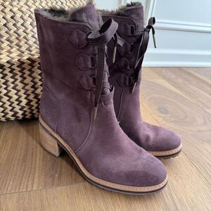 NWOB Timberland Sienna High Waterproof Mid Boots Dark Purple Suede $190 8.5